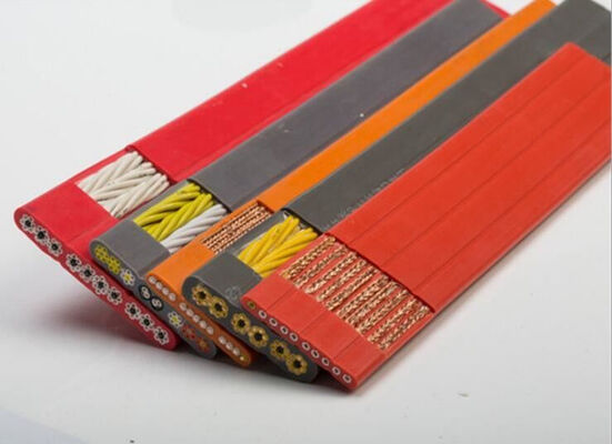 کابل روبانی تخت انعطاف‌پذیر چند هسته‌ای شیلددار با غلاف XLPE مقاوم در برابر روغن برای کاربردهای صنعتی